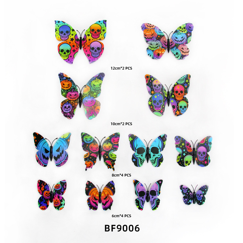 Mariposas de PVC para Halloween - Decoración Tenebrosa y Elegante para Pared - Kit para Fiestas Temáticas y Decoradores - Modelo 3D con Diseño de Calavera/ Araña