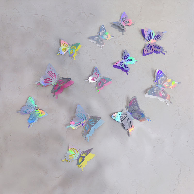 Mariposas Adhesivas 3D con Acabado Metálico - Diseño Calado y Colores Elegantes - Decoración Moderna para Pared de Sala y Comercios - Para Mayoristas y Diseñadores de Interiores