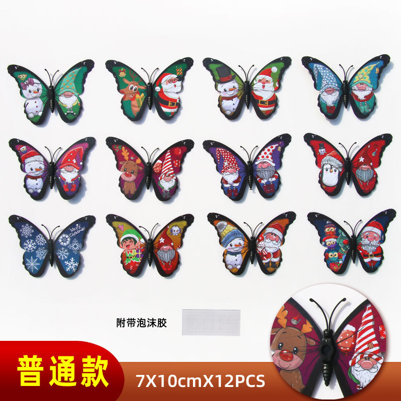 Mariposas Navideñas 3D para Pared - Decoración para Habitación Infantil y Sala de Estar - Adhesivos con Motivos de Navidad para Ambientación Festiva - Set para Mayoristas