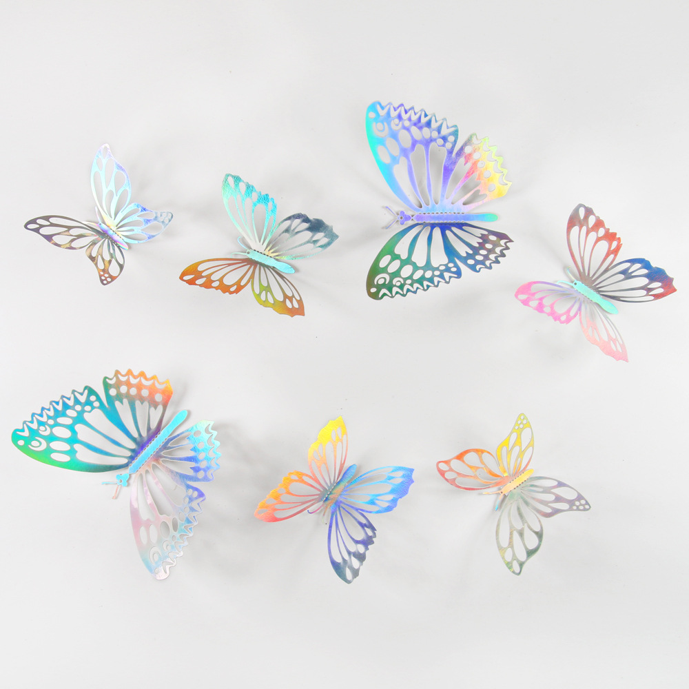 Lote de 12 Mariposas Adhesivas Caladas 3D para Exportación - Decoración Artística para Paredes y Fiestas - Colores Vibrantes para Hogares y Mayoristas