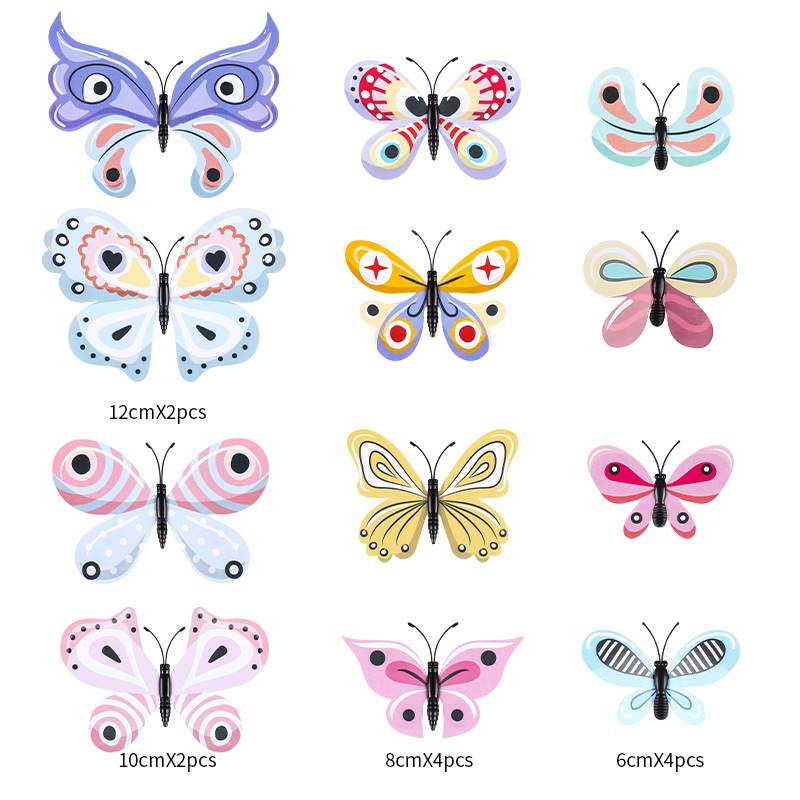 Mariposas de PVC 3D de Doble Capa para Pared - Decoración de Sala con Colores Vibrantes - Adhesivos Creativos para Fondos y Mayoristas