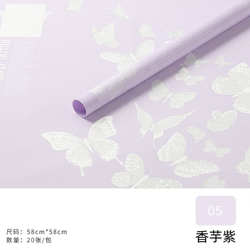 Film Plástico para Envolver Flores con Diseño de Mariposas - Papel Transparente Impermeable para Arreglos Florales - Fabricante Directo para Venta al por Mayor (Mín. 100 Rollos)