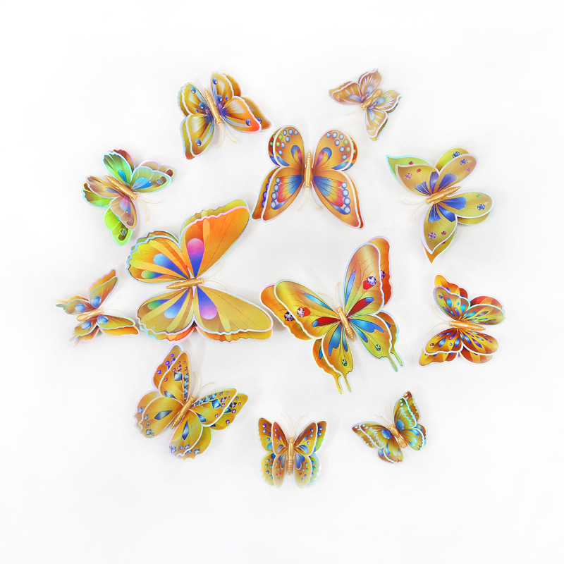Mariposas Adhesivas de PVC de Doble Capa 3D - Decoración para Pared de Sala y Fondos Creativos - Ideal para Proyectos DIY y Decoradores - Venta por Lotes al Mayoreo