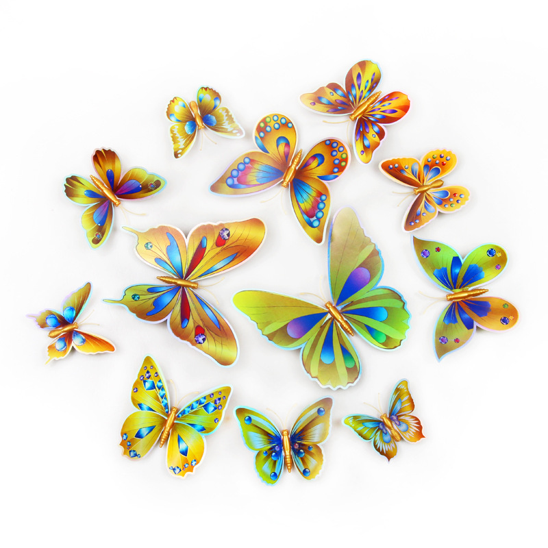 Lote de 12 Mariposas 3D Realistas para Decoración - Adhesivos Creativos para Paredes de Habitación Infantil - Ideales para Cuartos de Niños y Guarderías - Venta al por Mayor