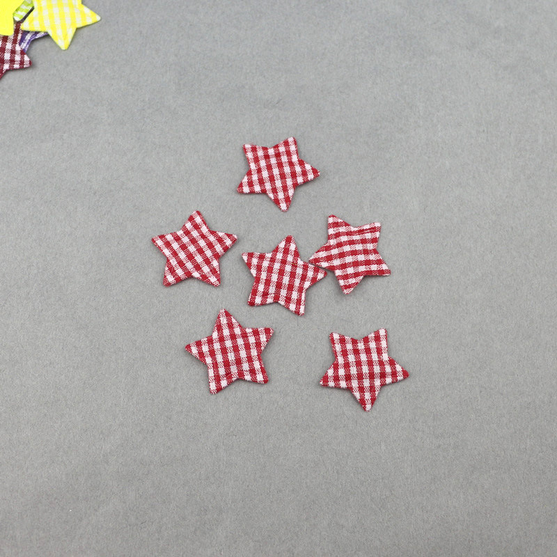 Estrellas de Tela de Cuadros de 2.5cm con Estampado - Componentes para Repostería, Accesorios de Pelo y Manualidades - Proveedor Mayorista 