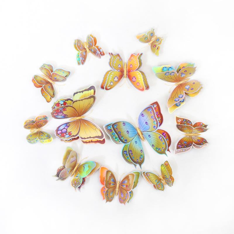 Mariposas Adhesivas de PVC de Doble Capa 3D - Decoración para Pared de Sala y Fondos Creativos - Ideal para Proyectos DIY y Decoradores - Venta por Lotes al Mayoreo