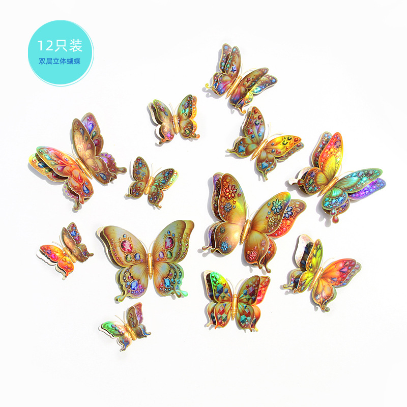 Set de Mariposas Magnéticas 3D de Doble Capa para Exportación - Alta Simulación y Decoración de Pared para Interiores - Ideal para Vendedores de Amazon y Mayoristas Globales