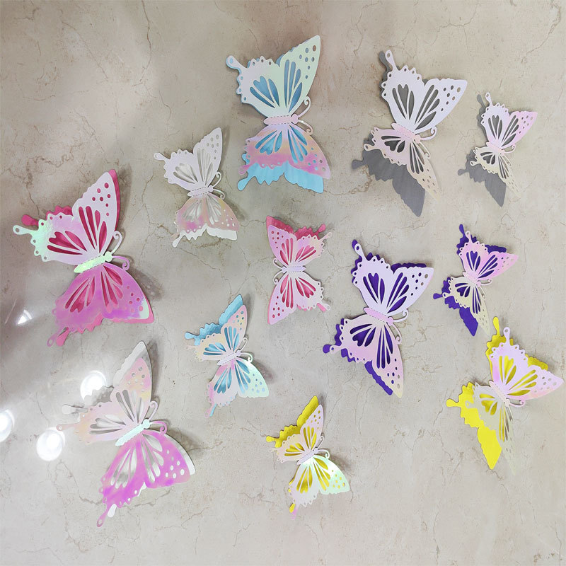 Mariposas Adhesivas 3D con Acabado Metálico - Diseño Calado y Colores Elegantes - Decoración Moderna para Pared de Sala y Comercios - Para Mayoristas y Diseñadores de Interiores