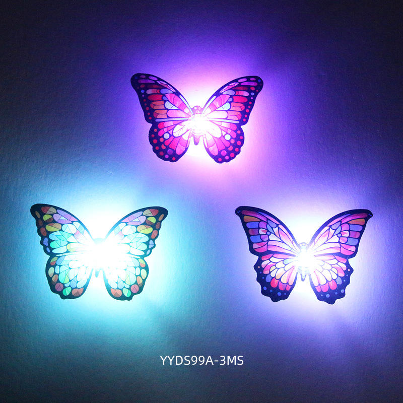 Mariposas Brillantes para Decoración de Pasteles - Base con Luz LED y Adhesivo - Para Fiestas, Cortinas y Mesas - Set para Mayoristas y Reposteros