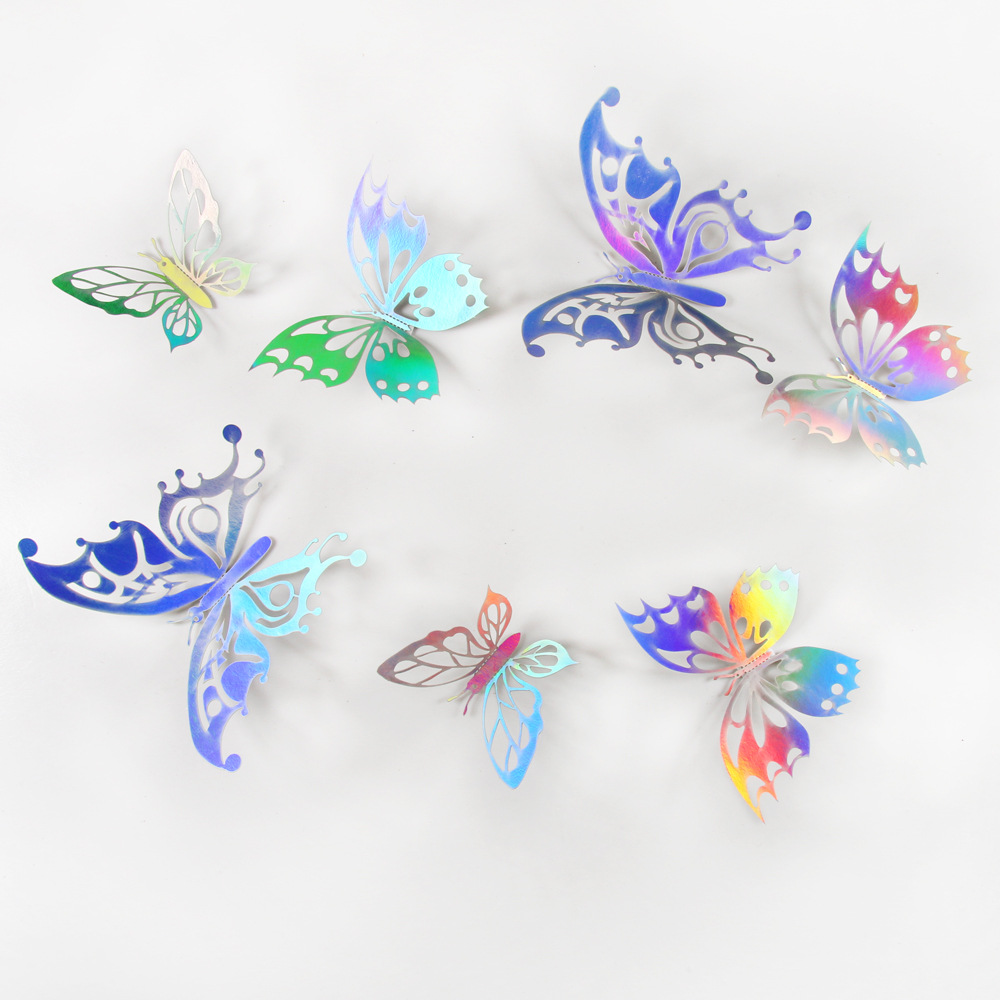 Lote de 12 Mariposas Adhesivas Caladas 3D para Exportación - Decoración Artística para Paredes y Fiestas - Colores Vibrantes para Hogares y Mayoristas