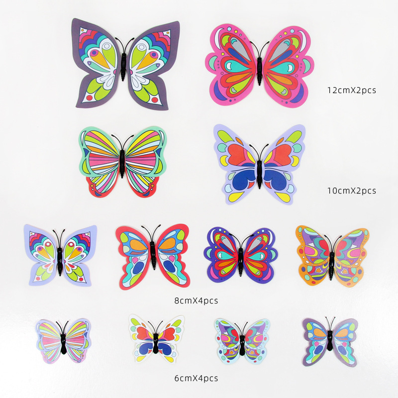 Mariposas de PVC 3D de Doble Capa para Pared - Decoración de Sala con Colores Vibrantes - Adhesivos Creativos para Fondos y Mayoristas