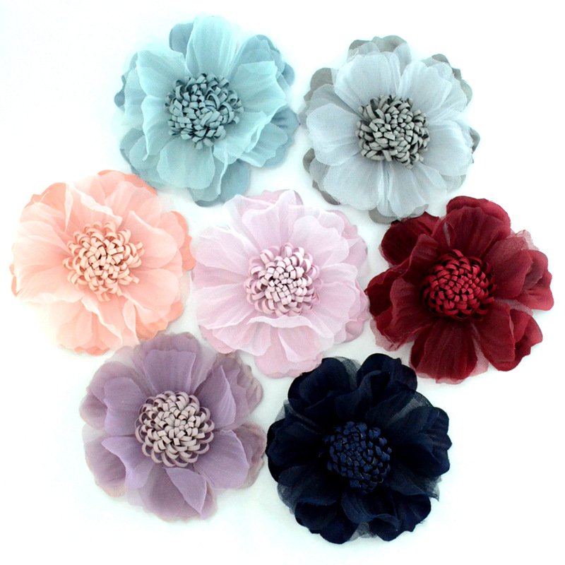 Flores de gasa coreana estilo "zanahoria" para DIY, accesorios de pelo, sombreros y ropa - Venta al mayoreo -ywys