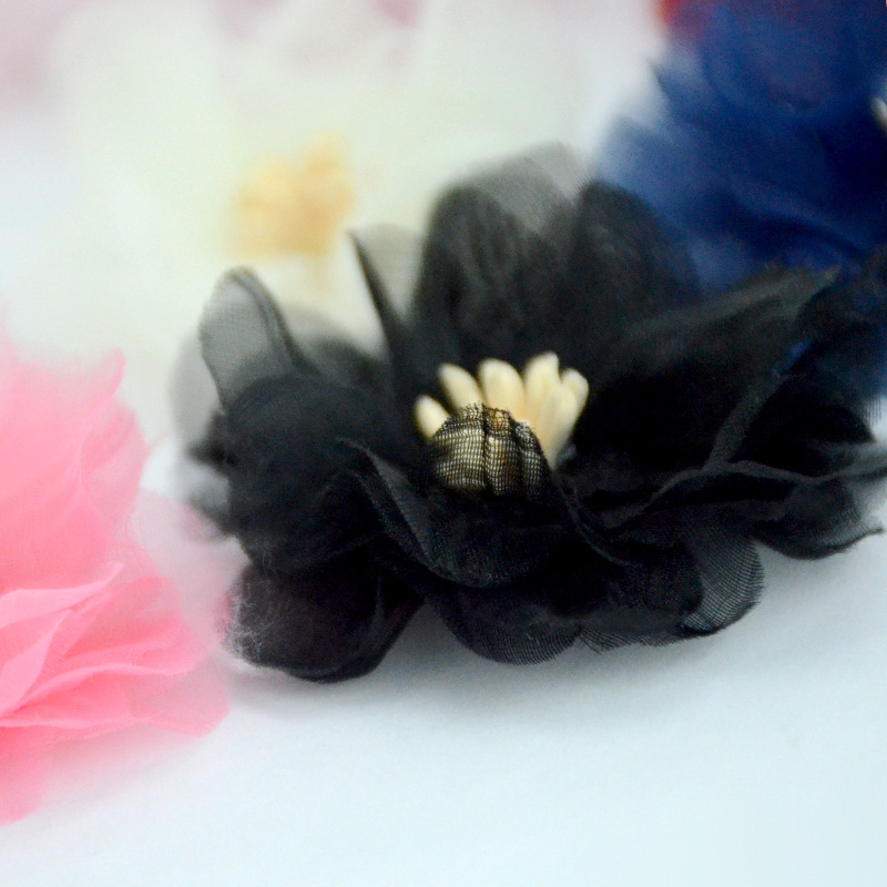 Flores de gasa coreanas con núcleo moldeable - Flores 3D para accesorios, calzado y moda - Proveedor mayorista-ywys