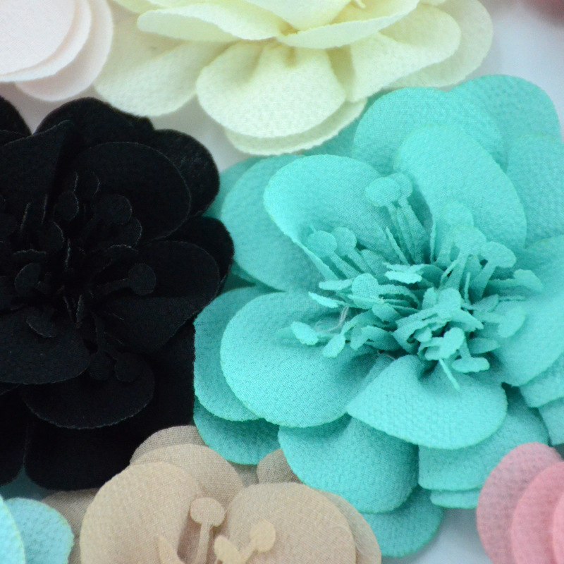 Flores de gasa con pistilo (7cm) para accesorios infantiles - Diademas, broches y decoración textil - Venta al por mayor-ywys