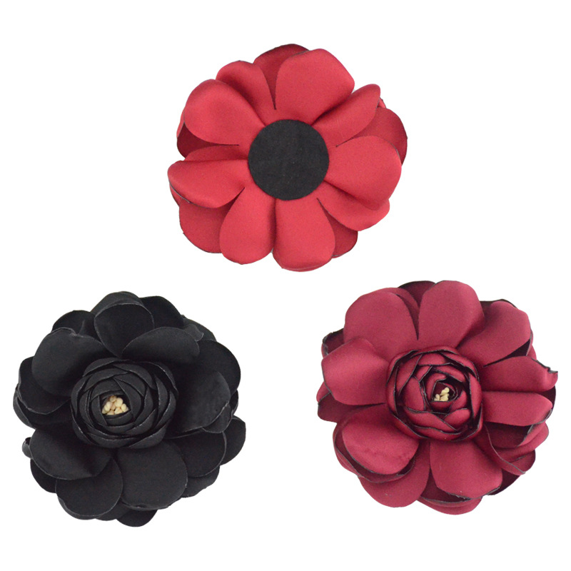 Flores infantiles con bordes quemados - Rosas 3D con núcleo para accesorios de pelo y calzado - Proveedor mayorista-ywys