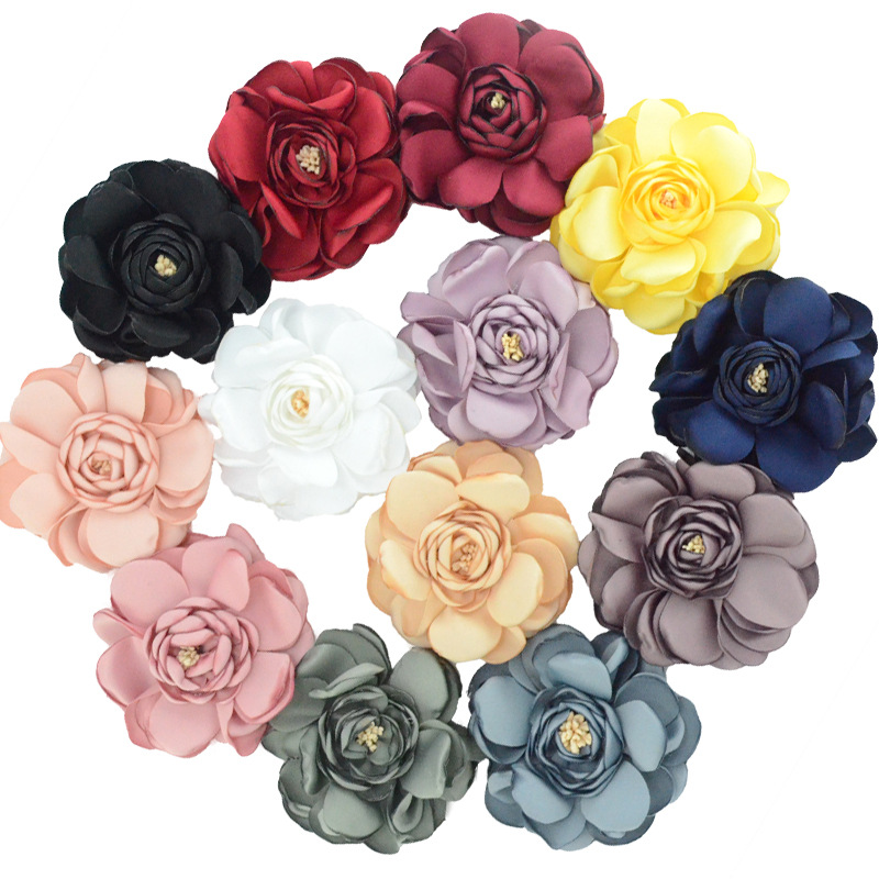 Flores infantiles con bordes quemados - Rosas 3D con núcleo para accesorios de pelo y calzado - Proveedor mayorista-ywys