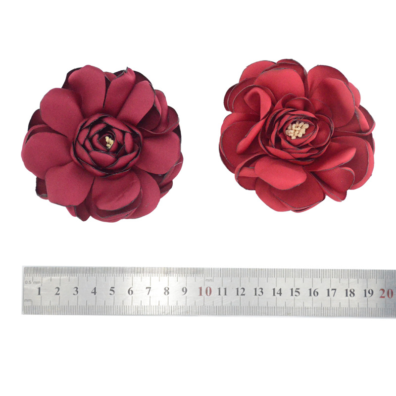 Flores infantiles con bordes quemados - Rosas 3D con núcleo para accesorios de pelo y calzado - Proveedor mayorista-ywys