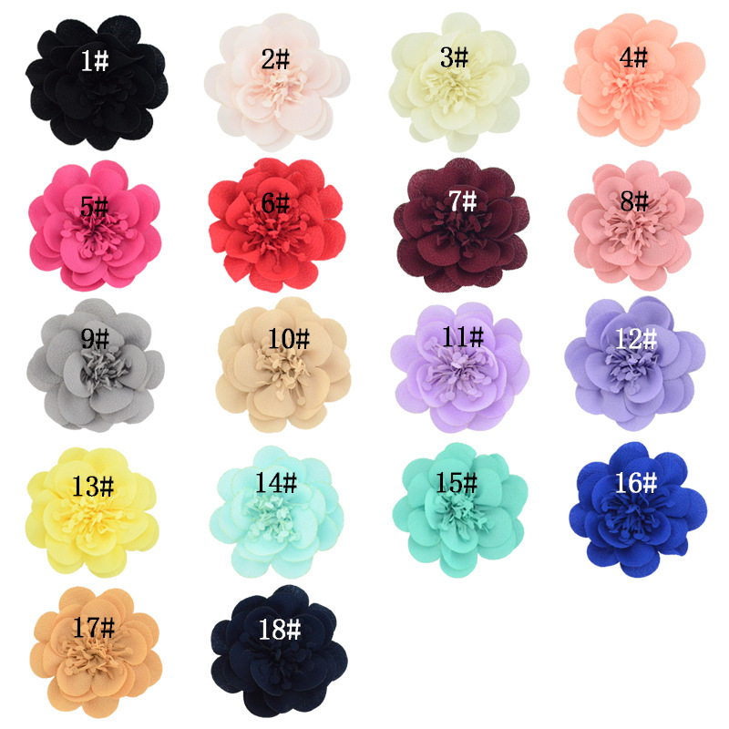 Flores de gasa con pistilo (7cm) para accesorios infantiles - Diademas, broches y decoración textil - Venta al por mayor-ywys