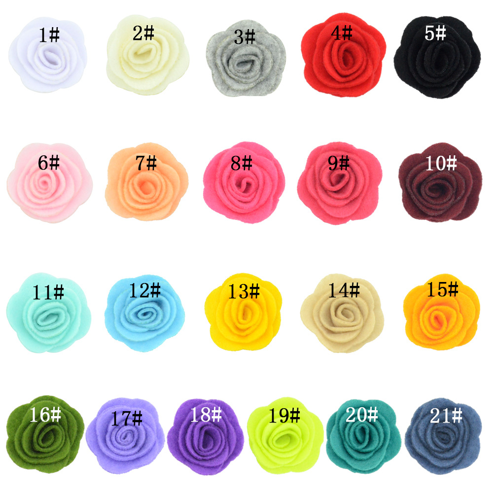 Rosas de fieltro enrolladas (hechas a mano) para accesorios infantiles - Flores para diademas, gorros y calzado - Venta al por mayor-ywys