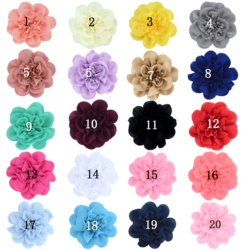 Flores de gasa 10CM con centro floral - Adornos infantiles para accesorios, ropa y calzado - Proveedor mayorista-ywys