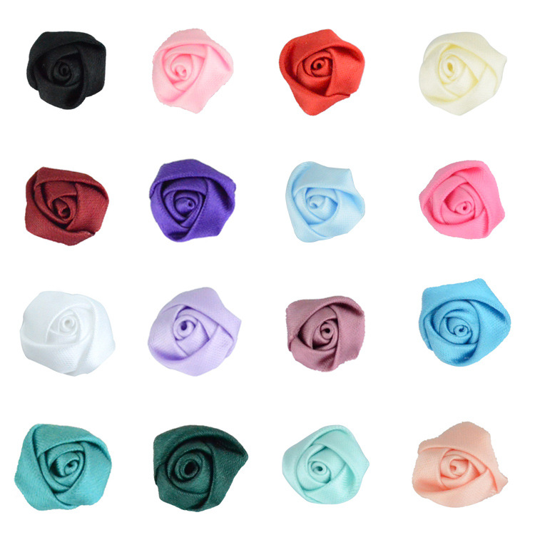 Rosas 3D de cinta (1.5cm) para accesorios infantiles - Flores para horquillas, gorros y calzado - Venta al por mayor -ywys