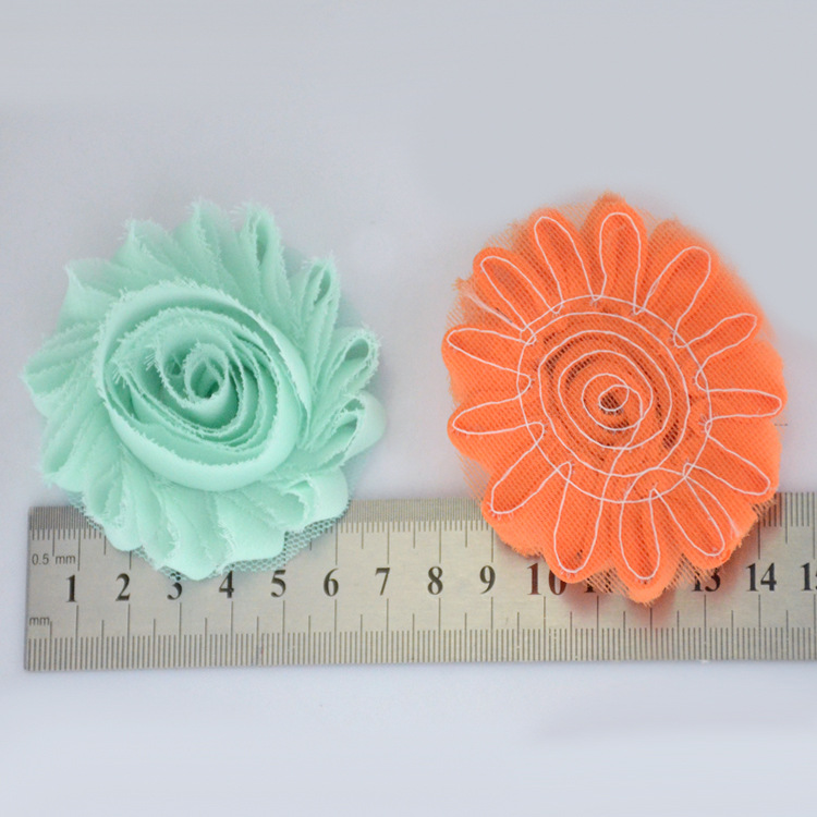 Flores de gasa estilo vintage shabby (2.5 pulgadas) - Para accesorios infantiles, diademas y decoración de calzado - Venta por mayoreo -ywys