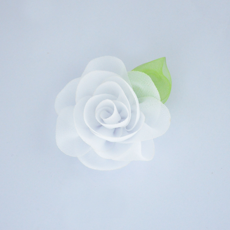 Flores de gasa con hojas verdes - Accesorios infantiles para niñas - Proveedor mayorista