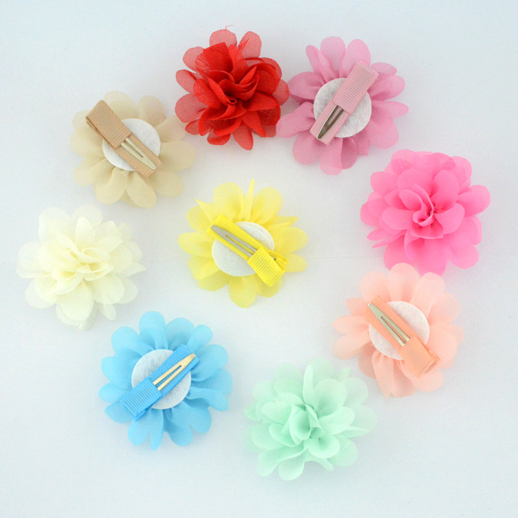 Flores de gasa 5CM con pasadores - Accesorios infantiles para niñas - Proveedor mayorista