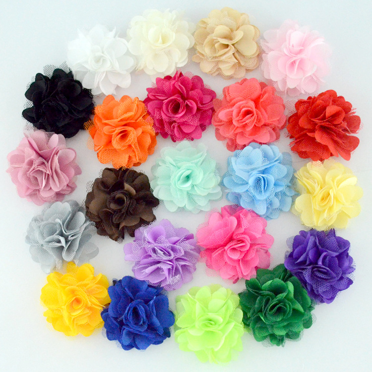 Flores de Satén y Gasas de 5cm - 100% Color Sólido - Para Accesorios Infantiles, Diademas, Broches y Decoración de Calzado - Mayorista-ywys