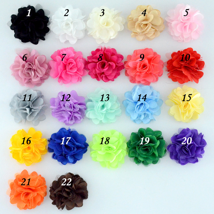 Flores de Satén y Gasas de 5cm - 100% Color Sólido - Para Accesorios Infantiles, Diademas, Broches y Decoración de Calzado - Mayorista-ywys