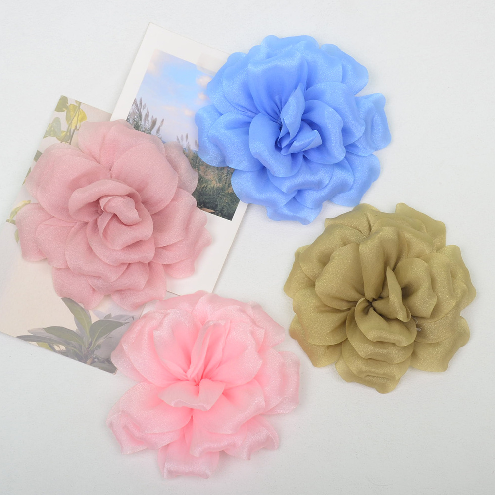 Rosas 3D de satén brillante doble capa - Flores para accesorios de pelo, calzado y moda - Proveedor mayorista-ywys