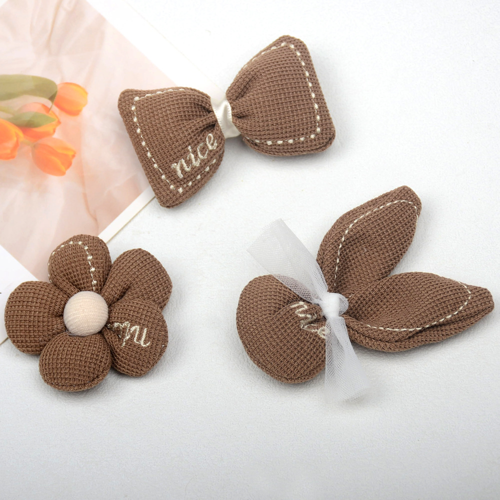 Flores de conejo coreanas 5 pétalos acolchadas - Lazos y adornos para prendas de invierno - Proveedor mayorista-ywys