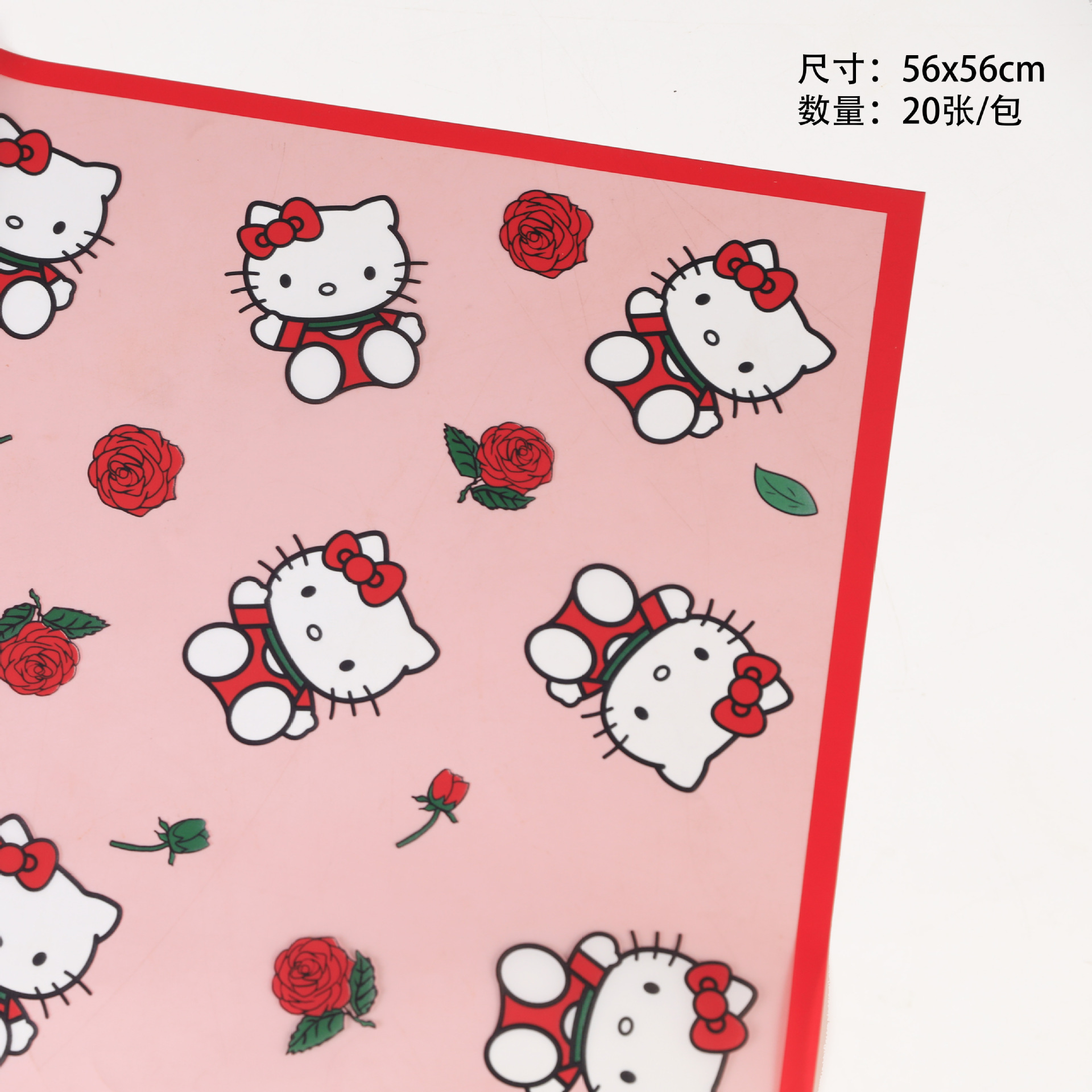 Papel Coreano Semi-Traslúcido con Hello Kitty - Borde Mágico Mate para Flores (Calidad Premium) | Mayoreo MX-ywys