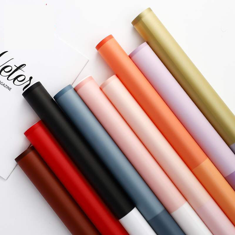 Papel de regalo de flores de dos colores, embalaje de ramo, papel mate con bordes claros de la mañana（77#）