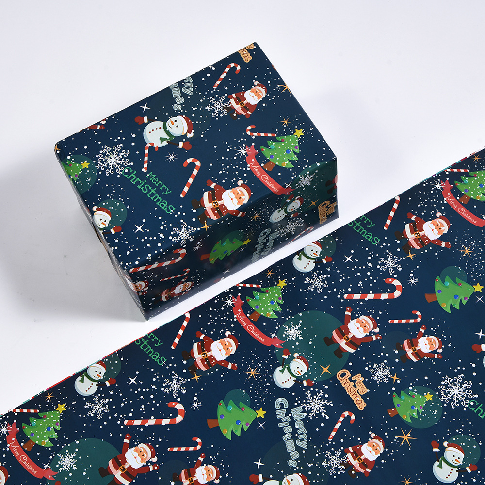 Papel de Regalo Kraft Navideño Vintage - Diseños de Árbol de Navidad, Muñeco de Nieve y Copos de Nieve | Venta al por Mayor-ywys