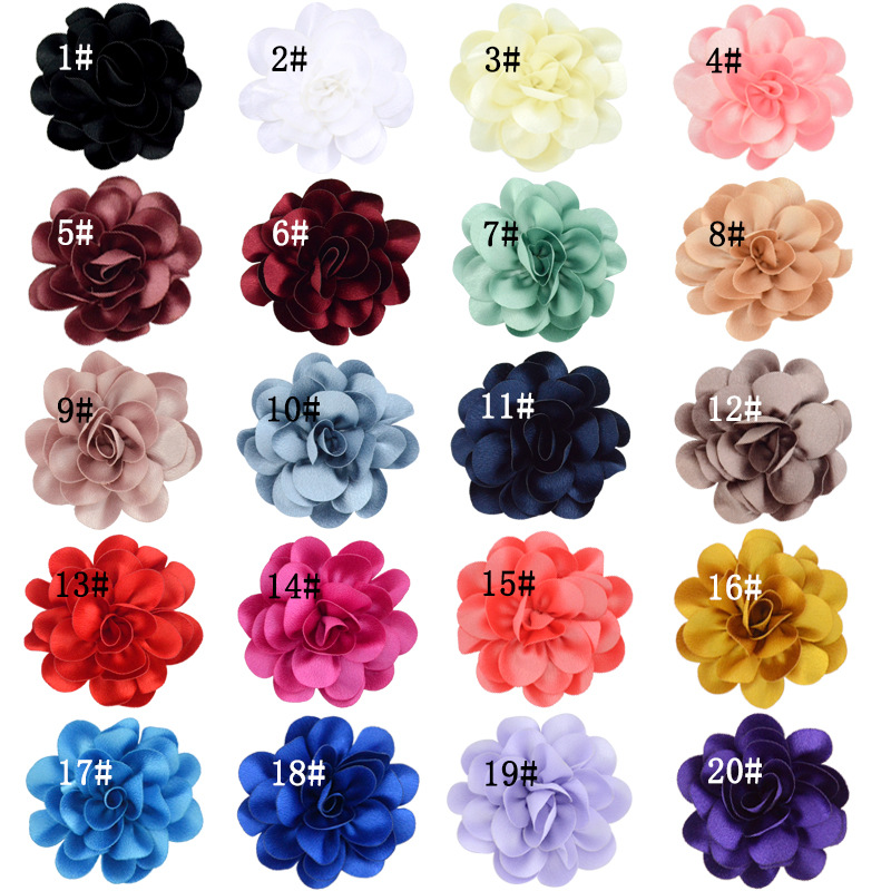 Flores de satén brillante 7CM - Flores para accesorios de pelo, calzado y moda - Proveedor mayorista