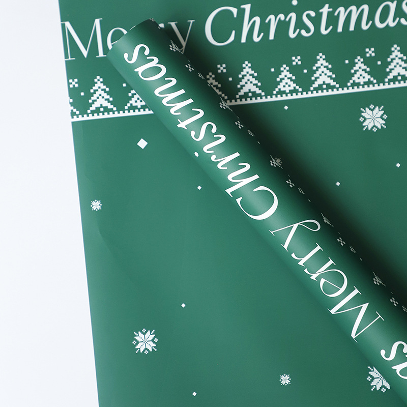 Colección 'Villancico' de Papel de Regalo Navideño - Con Diseños de Árboles Navideños para Manzanas y Regalos-ywys