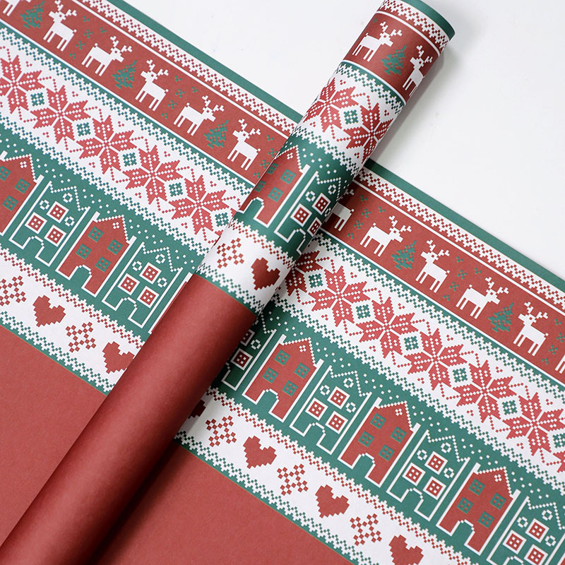 Papel de Regalo Navideño con Diseño de Suéter - Para Ramos Florales y Manzanas de Nochebuena