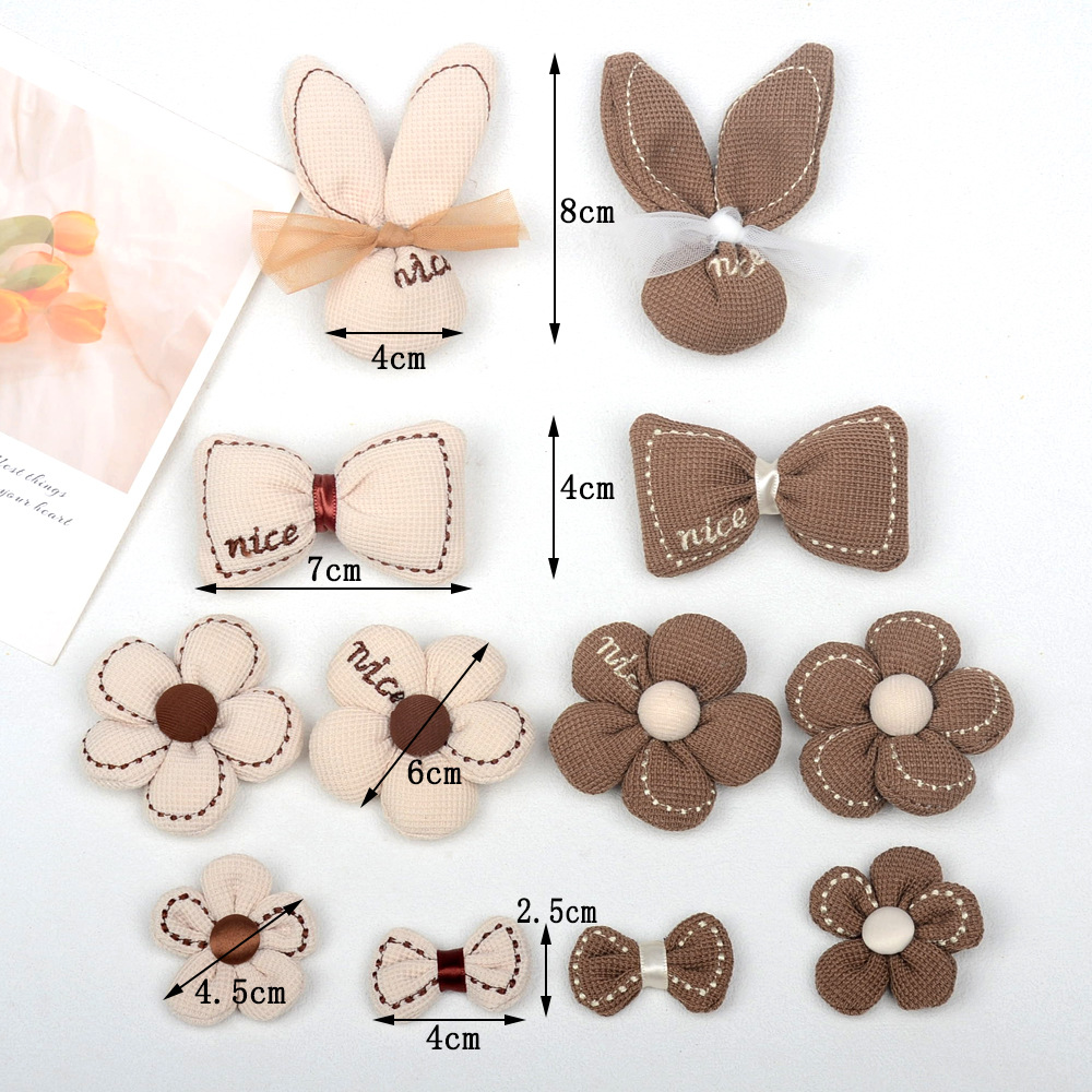 Flores de conejo coreanas 5 pétalos acolchadas - Lazos y adornos para prendas de invierno - Proveedor mayorista-ywys