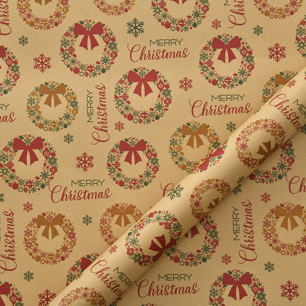 Papel Kraft Navideño con Estampados Animados - Ideal para DIY y Regalos | Venta al por Mayor