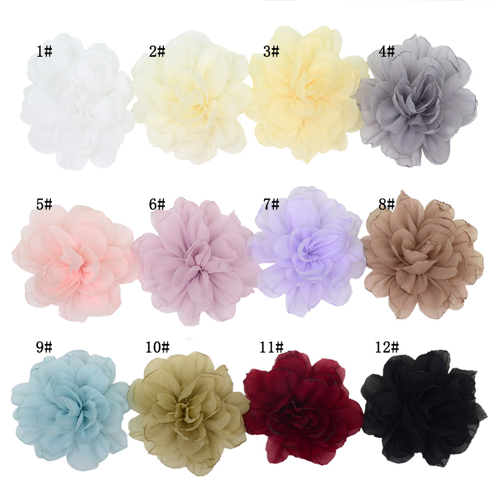 Rosas 3D de tul plisado con bordes quemados - Flores artesanales para diademas, pasadores y accesorios - Proveedor mayorista-ywys