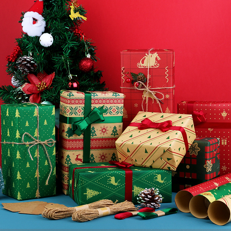 Papel Kraft Navideño con Santa Claus