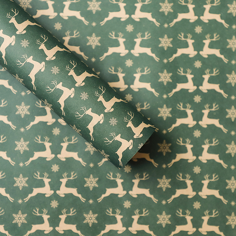 Papel de Regalo Navideño con Diseño de Reno - Para Ramos Florales y Manzanas de Nochebuena