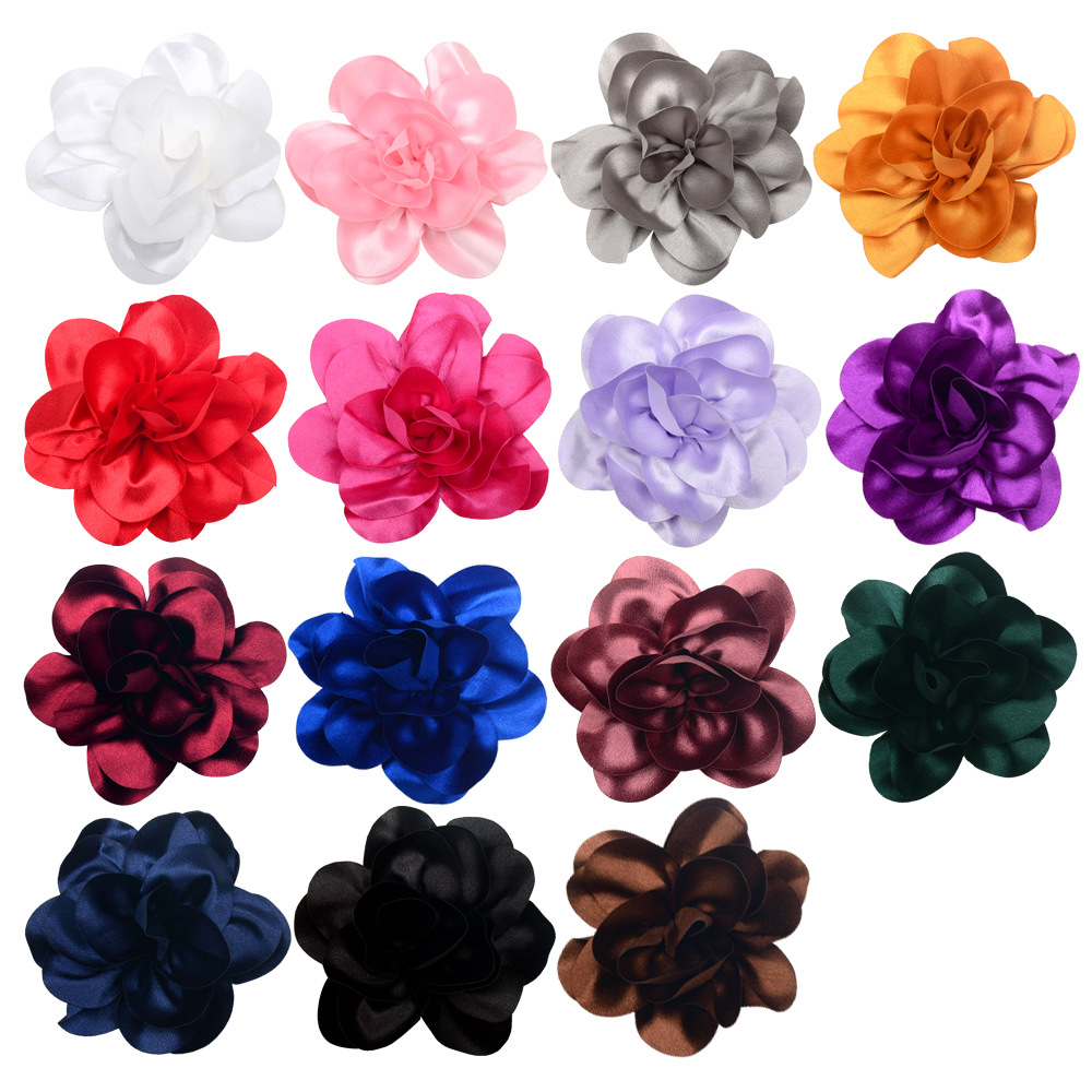Flores gigantes 15CM de satén brillante - Rosas enrolladas para accesorios de moda - Proveedor mayorista-ywys
