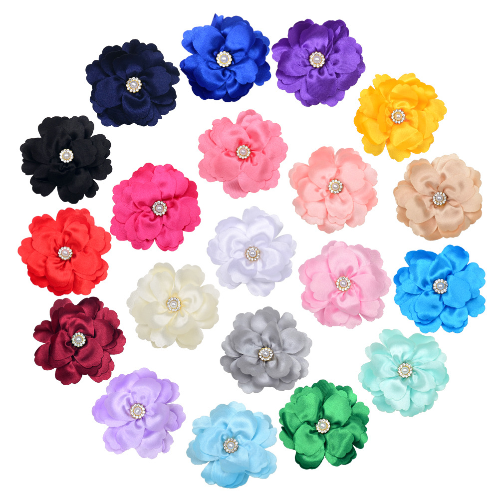 Flores Onduladas con Perlas y Cristales de Satén - Accesorios para DIY, Pelo, Sombreros y Calzado - Novedad 2024-ywys
