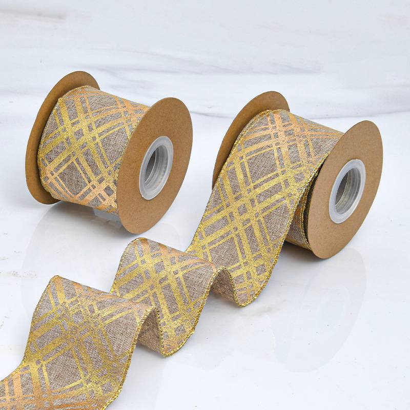 Cinta de Yute con Bordes Dorados para Navidad - Mayorista para Importadores - Decoración de Árboles y Regalos