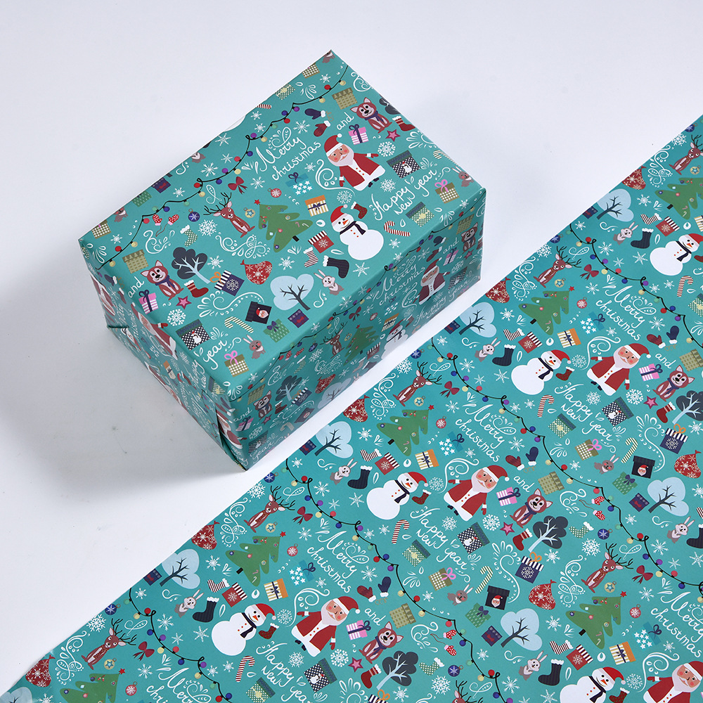 Papel de Regalo Kraft Navideño Vintage - Diseños de Árbol de Navidad, Muñeco de Nieve y Copos de Nieve | Venta al por Mayor-ywys