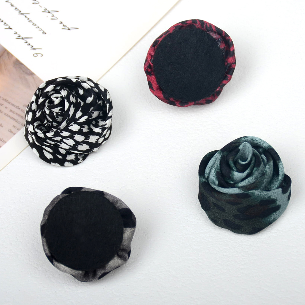 Rosas mini 3.5CM estilo retro leopardo - Flores de tela para accesorios, broches y moda - Proveedor mayorista-ywys