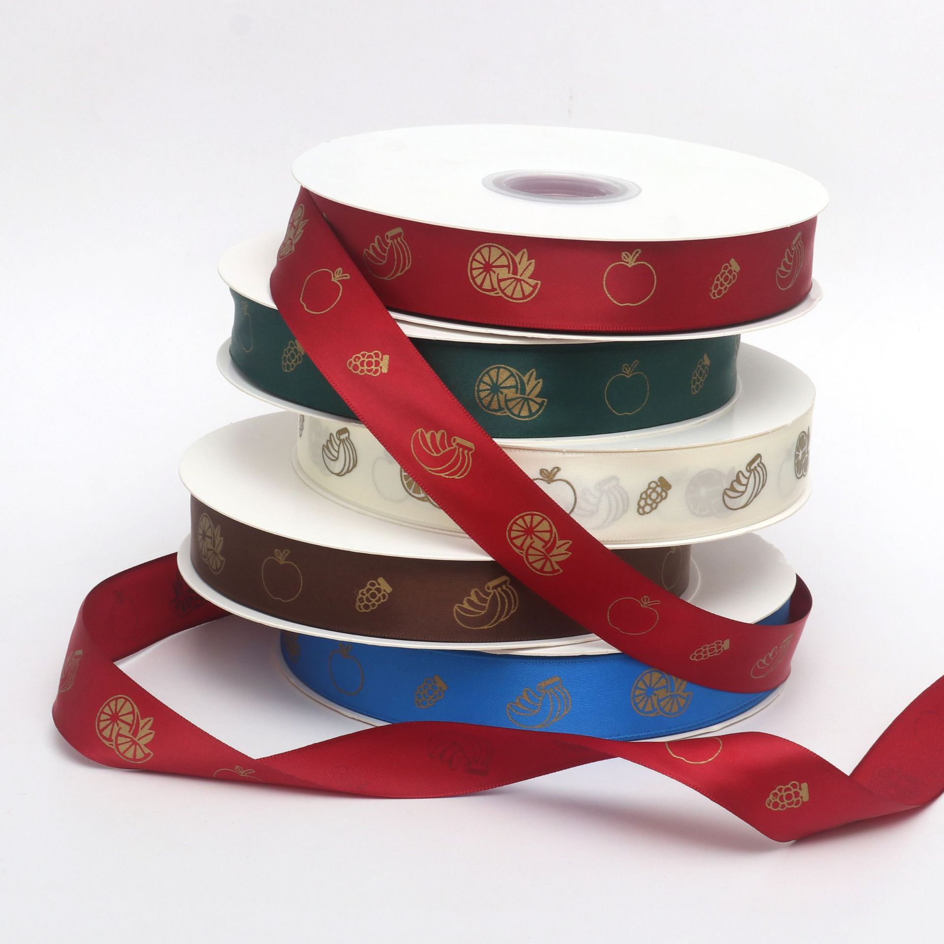 Cinta de Poliéster de 2.5cm con Estampado Dorado - Para Decoración de Regalos y Eventos - Proveedor Mayorista