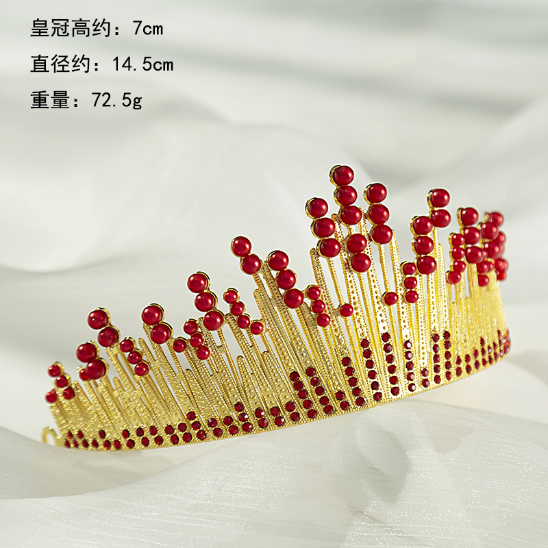 Corona de pastel de cumpleaños, tiara de boda para novia, diadema con diamantes de imitación y perlas para niños（47#）-ywys